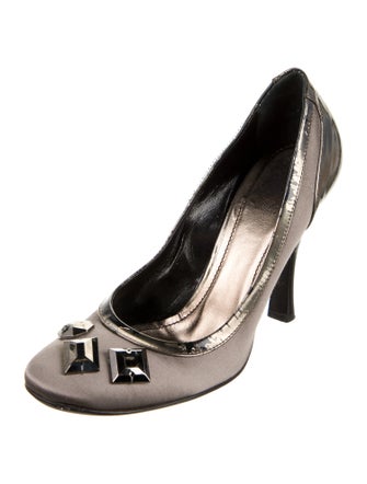 Burberry Satin Crystal Embellishments Pumps