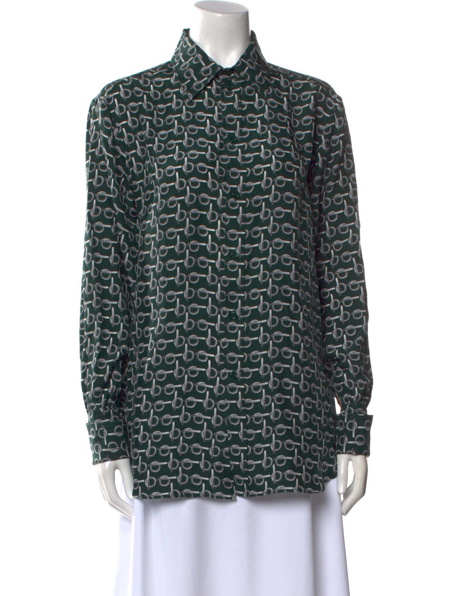 Burberry Silk Printed Button-Up Top