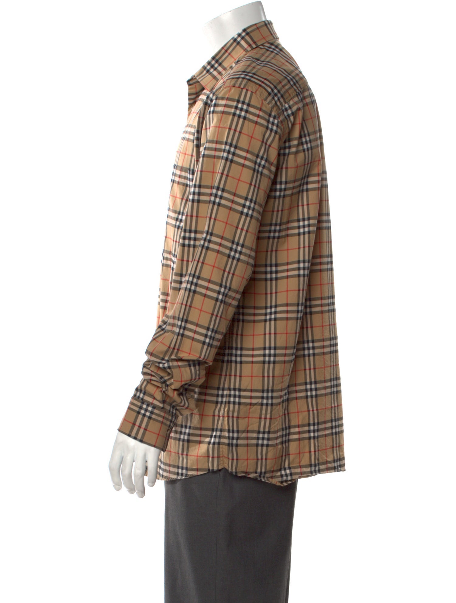 Burberry Plaid Print Long Sleeve Shirt