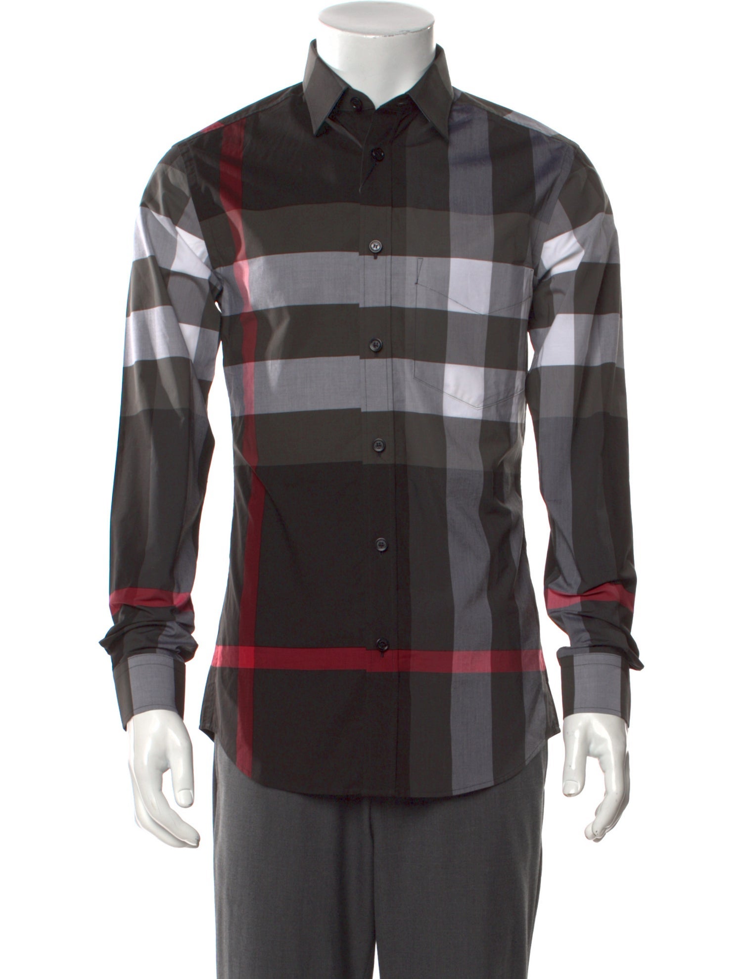 Burberry Plaid Print Long Sleeve Shirt