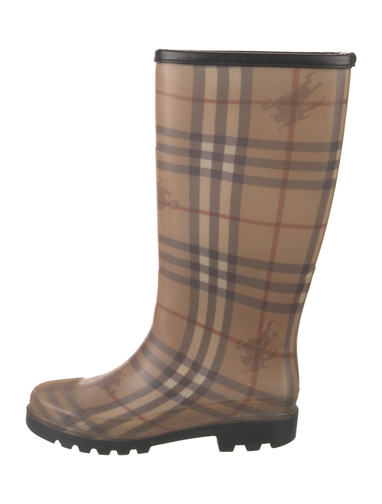 Burberry Rubber Plaid Print Rain Boots