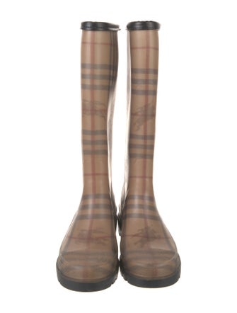 Burberry Rubber Plaid Print Rain Boots