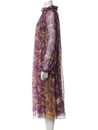 Burberry Floral Print Midi Length Dress