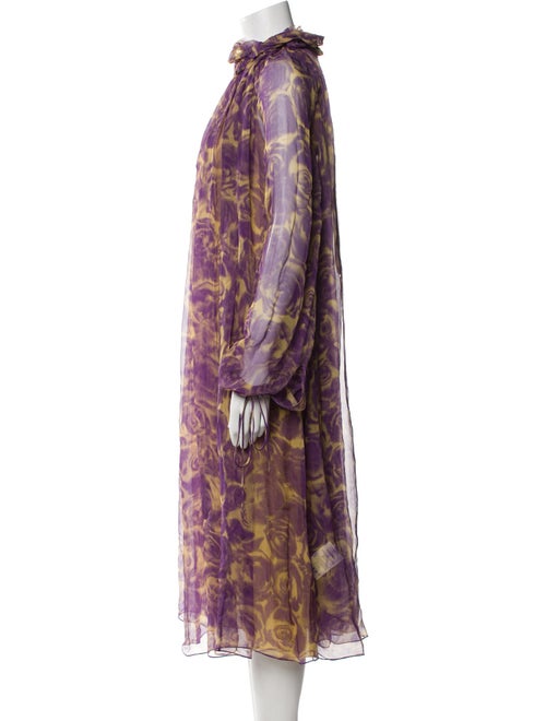 Burberry Floral Print Midi Length Dress