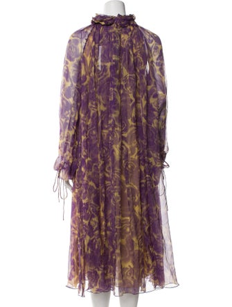 Burberry Floral Print Midi Length Dress