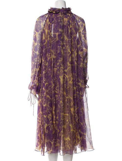 Burberry Floral Print Midi Length Dress