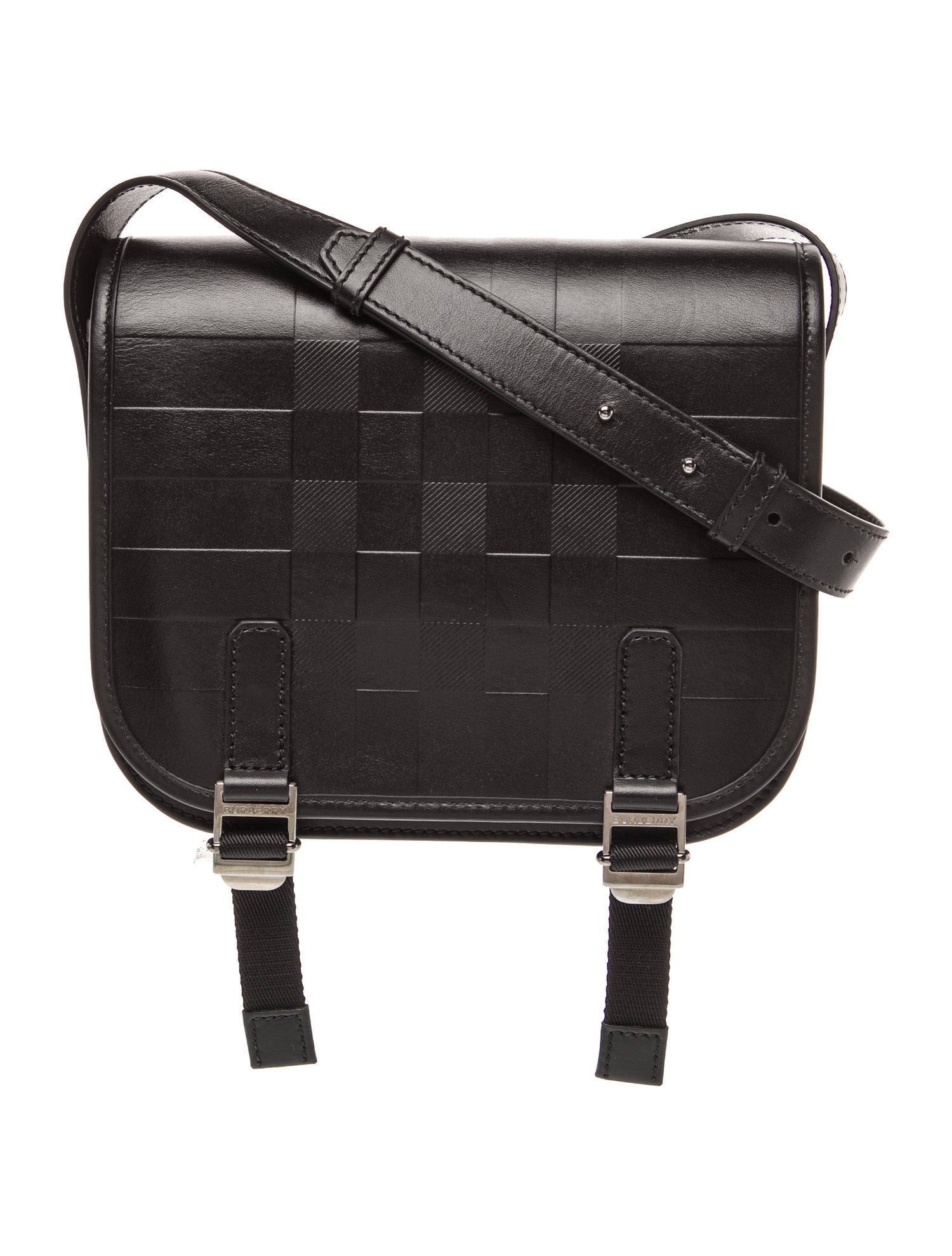 Burberry Embossed Leather Messenger Bag