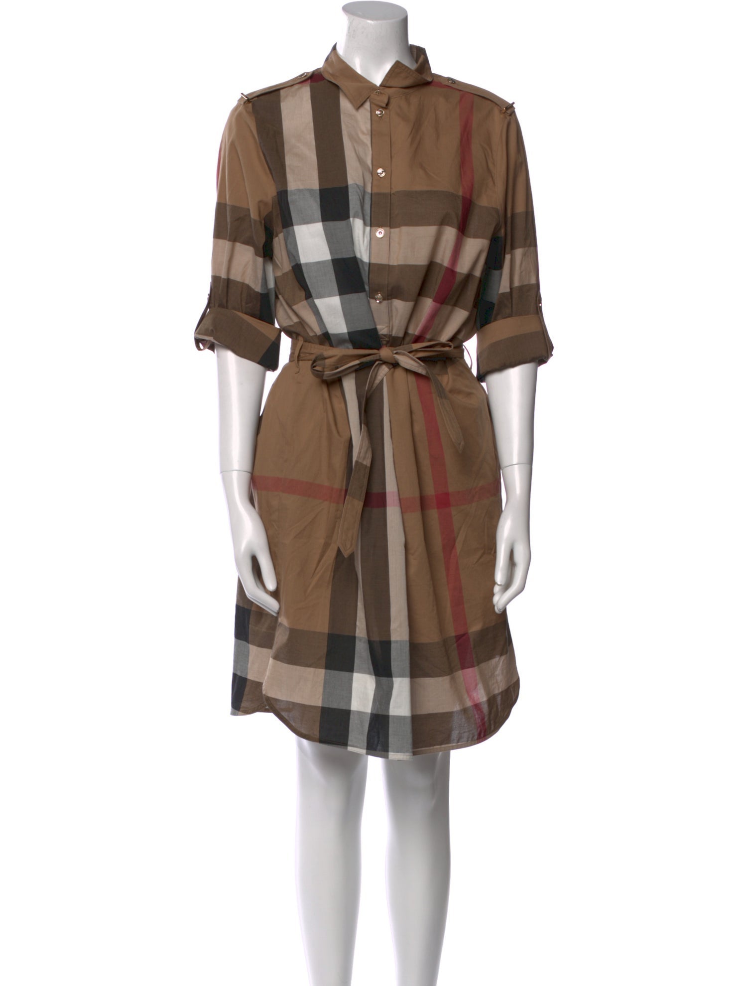 Burberry Plaid Print Knee-Length Dress