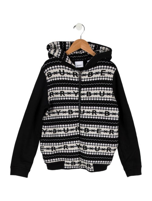 Burberry kid boys' black and white sweater jacket