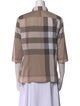 Burberry Brit Plaid Print Three-Quarter Sleeve Button-Up Top
