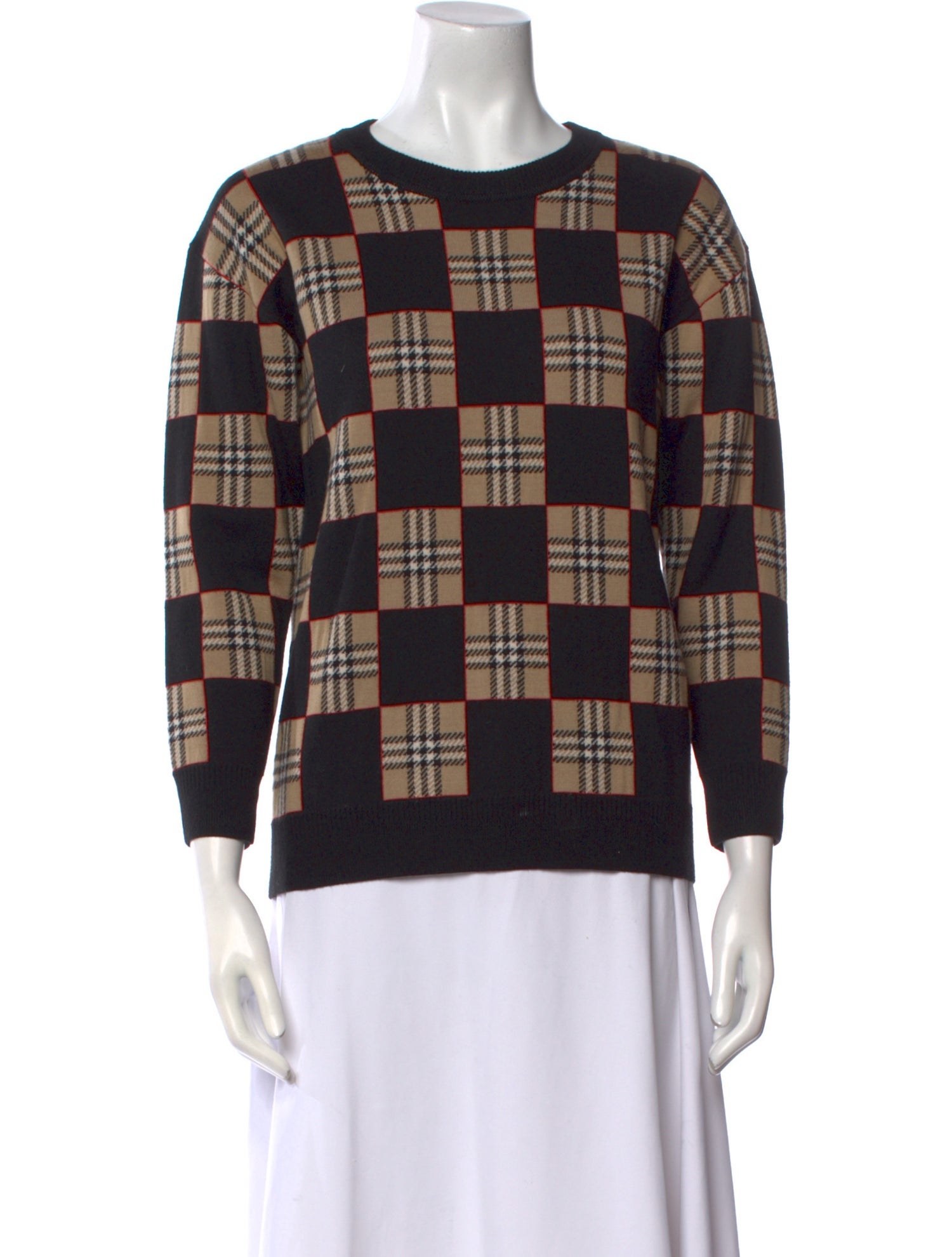 Burberry Merino Wool Plaid Print Sweater