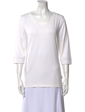 Burberry Scoop Neck Three-Quarter Sleeve T-Shirt