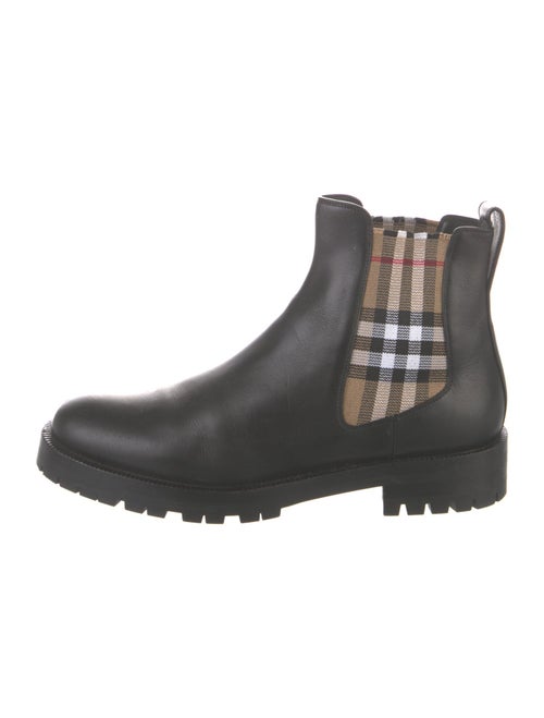 Burberry House Check Pattern Leather Chelsea Boots