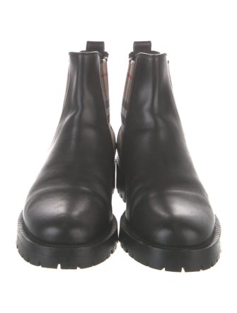 Burberry House Check Pattern Leather Chelsea Boots