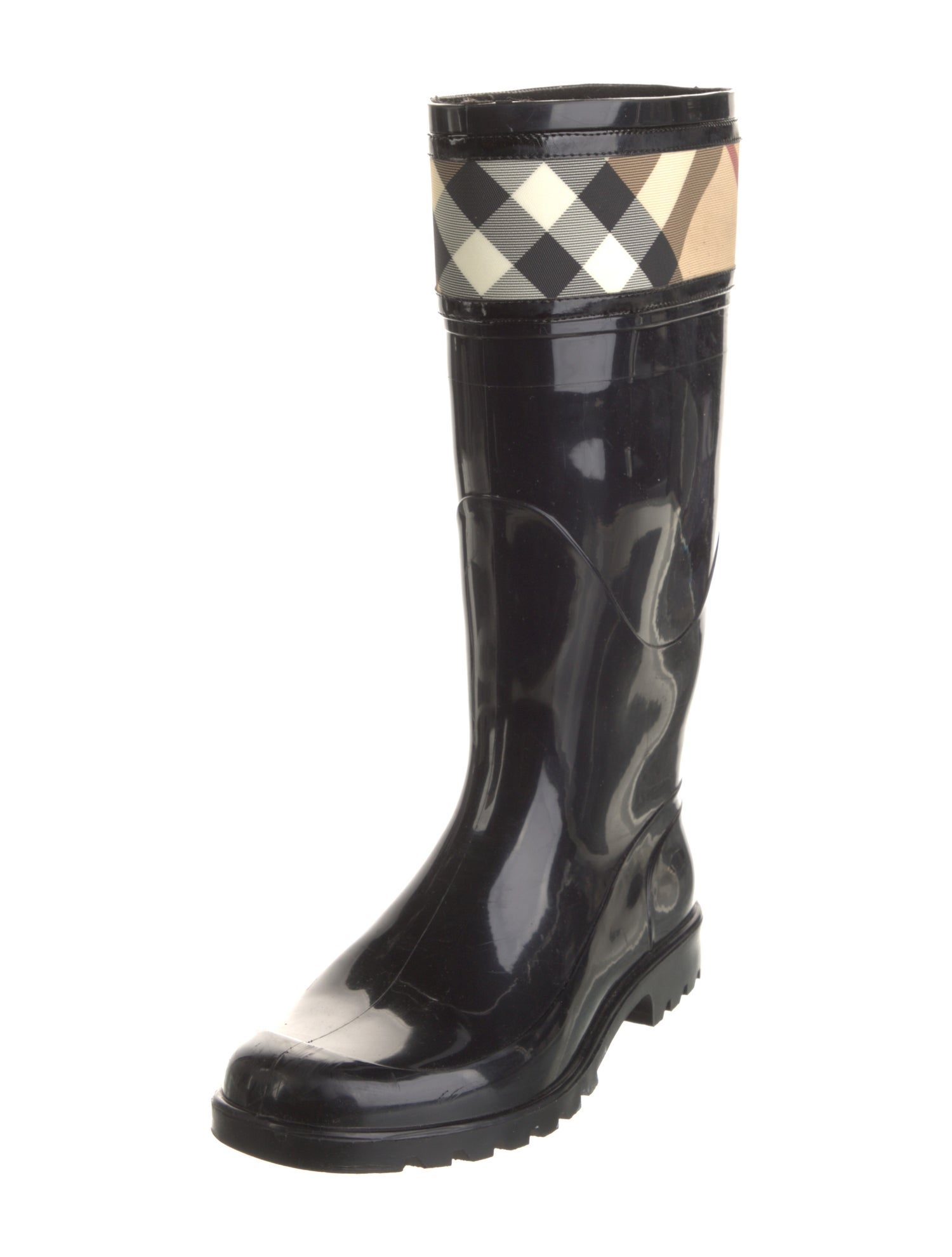 Burberry Nova Check Pattern Rubber Rain Boots
