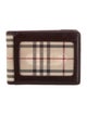Burberry Leather Plaid Print Bifold Wallet