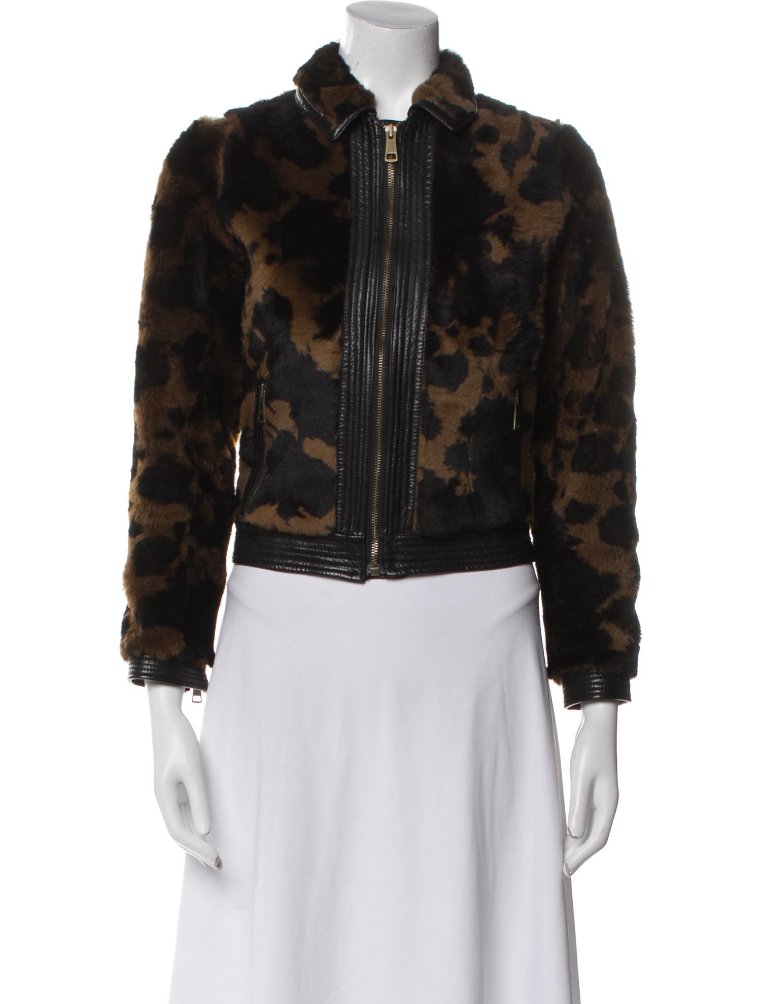 Burberry Girls' Animal Print Shearling Coat