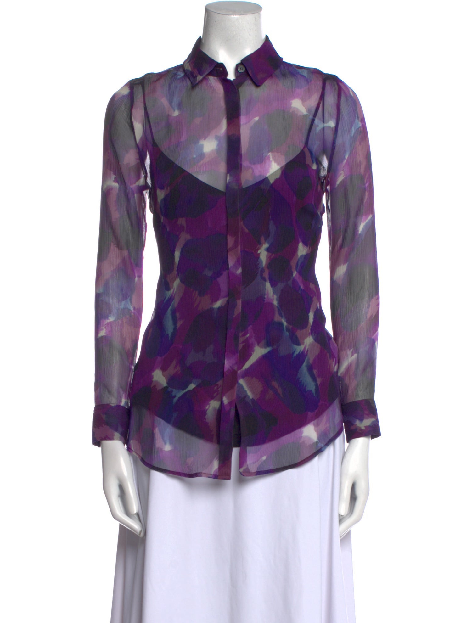 Burberry Silk Printed Button-Up Top