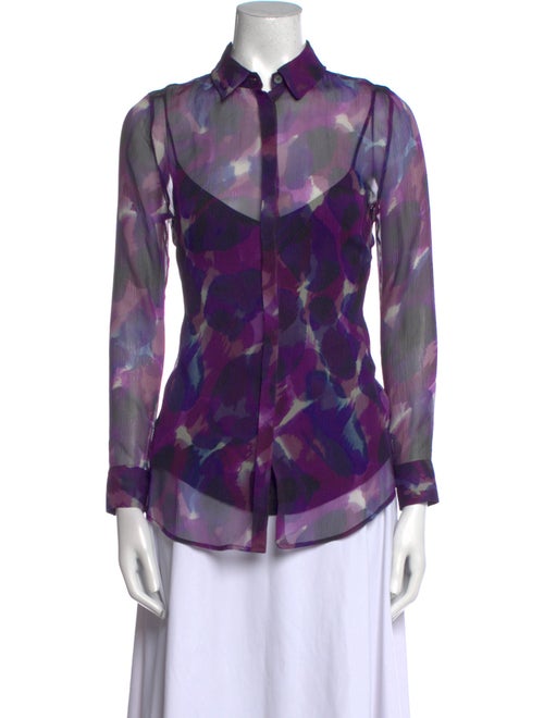 Burberry Silk Printed Button-Up Top