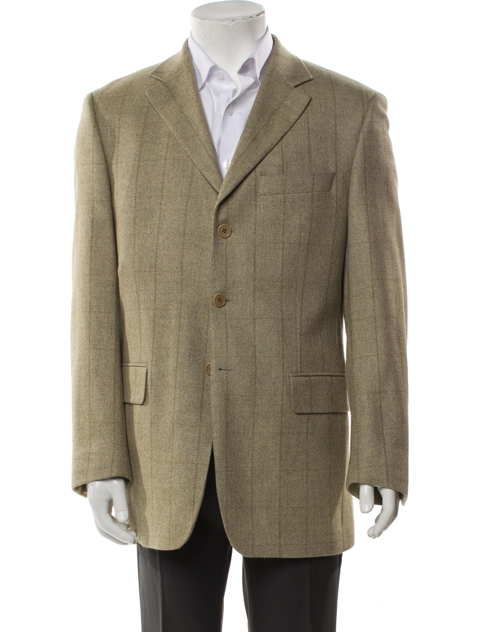 Burberry Wool Plaid Print Blazer