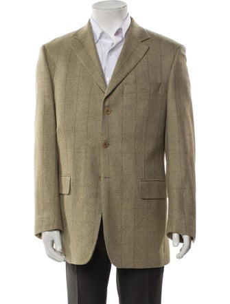 Burberry Wool Plaid Print Blazer