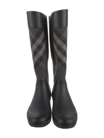 Burberry Smoked Check Pattern Rubber Rain Boots
