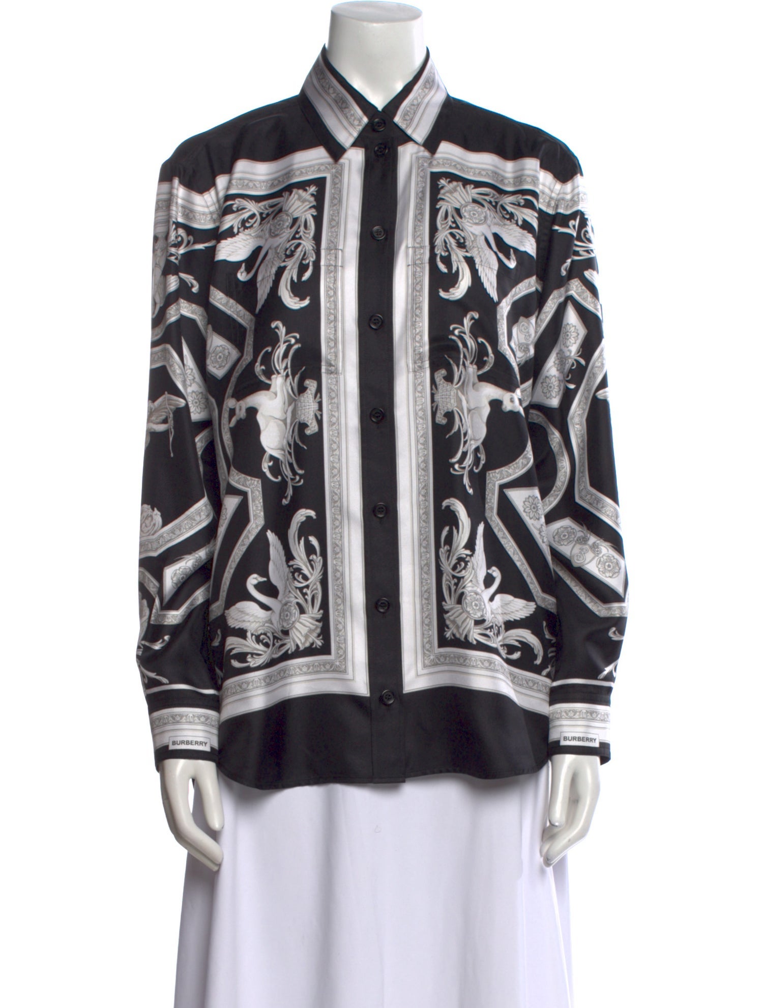 Burberry Silk Printed Button-Up Top
