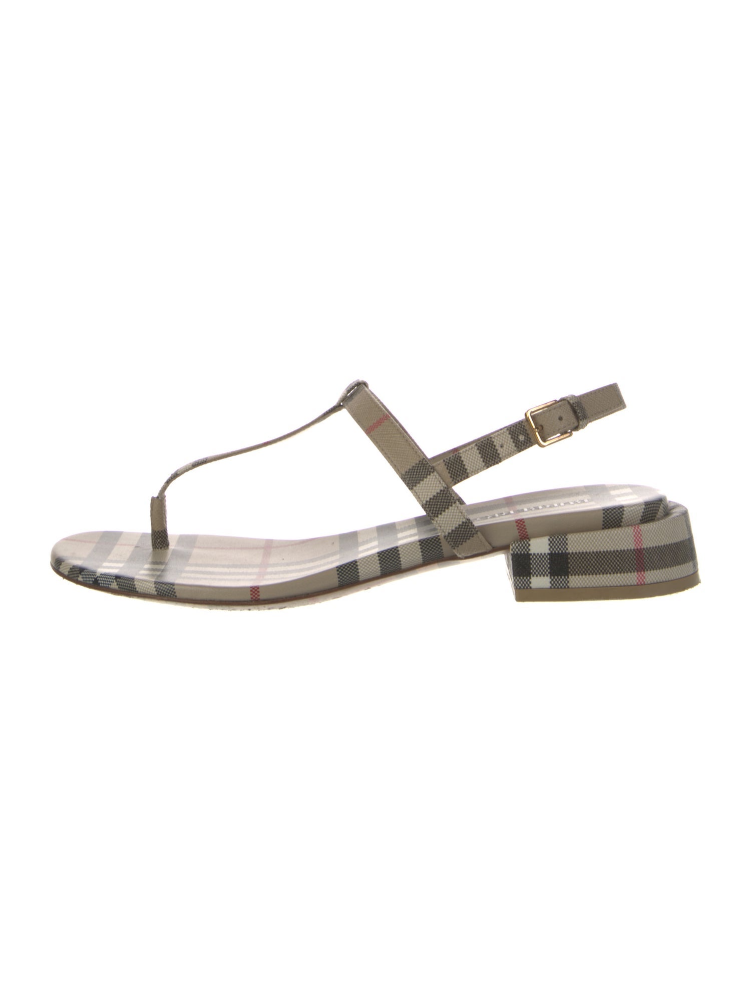 Burberry Nova Check Pattern T-Strap Sandals