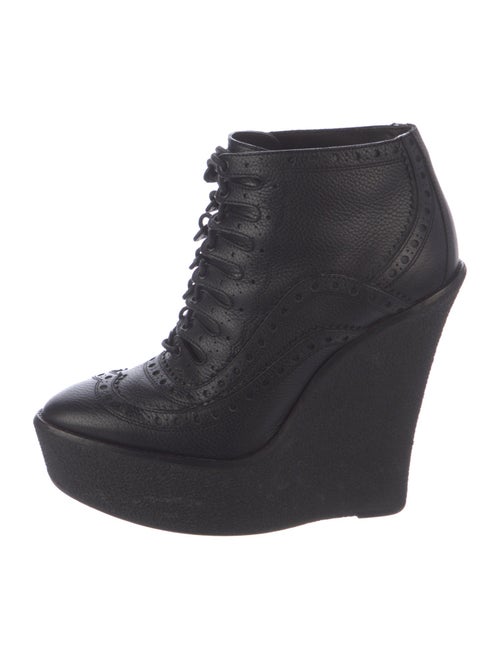 Burberry Prorsum Brogue Wedge Booties Leather Lace-Up Boots