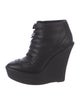 Burberry Prorsum Brogue Wedge Booties Leather Lace-Up Boots