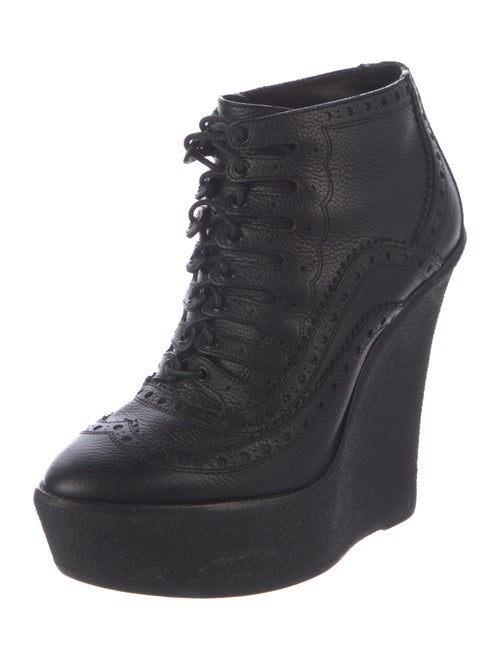 Burberry Prorsum Brogue Wedge Booties Leather Lace-Up Boots