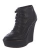 Burberry Prorsum Brogue Wedge Booties Leather Lace-Up Boots