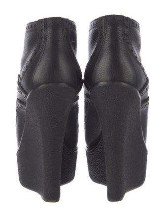 Burberry Prorsum Brogue Wedge Booties Leather Lace-Up Boots