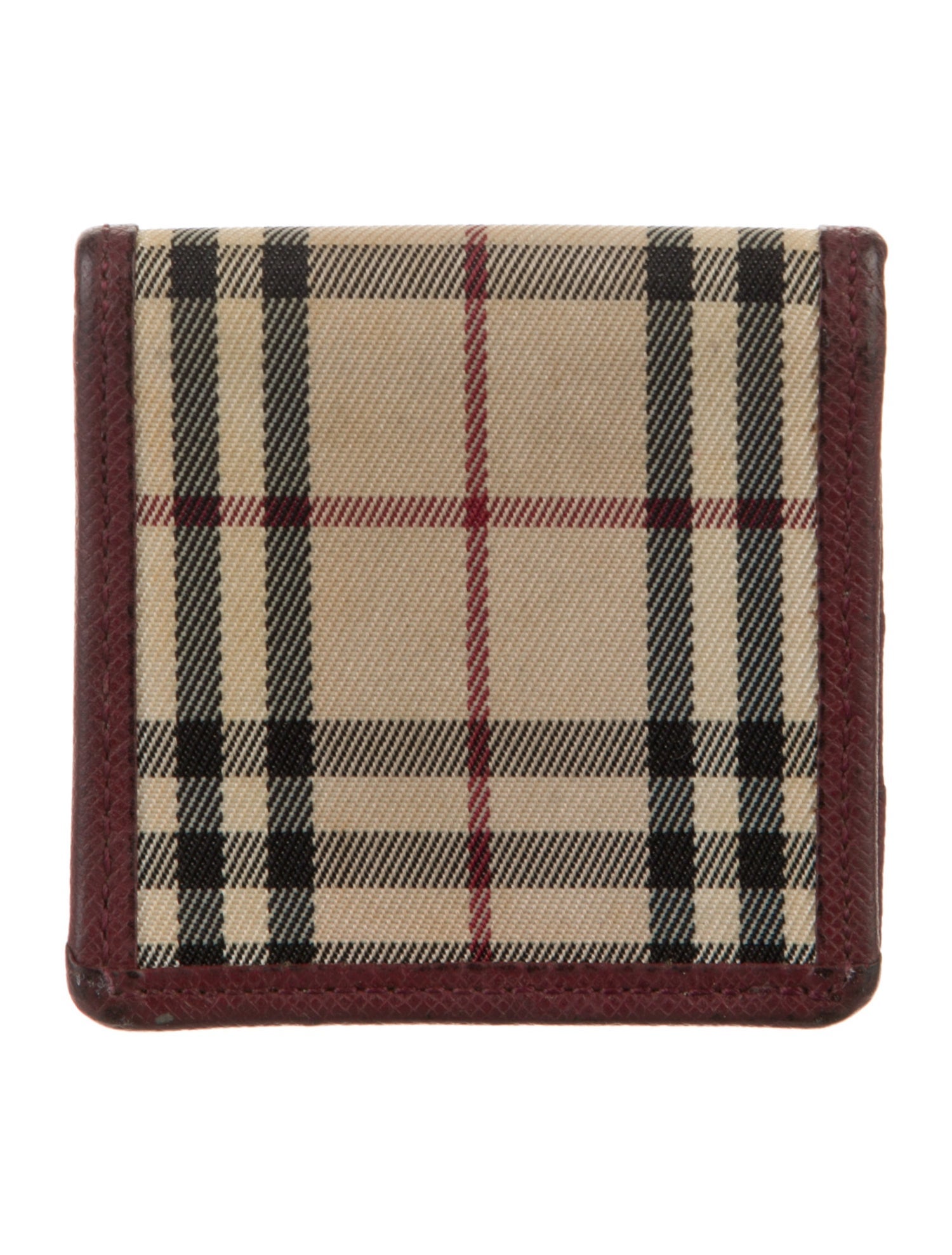 Burberry Canvas Plaid Print Bifold Wallet