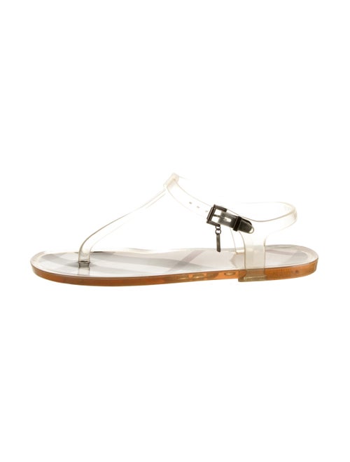 Burberry Super Nova Check Pattern Rubber T-Strap Sandals