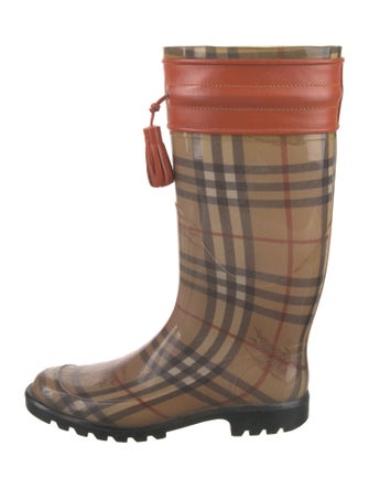 Burberry Haymarket Check Pattern Rubber Rain Boots