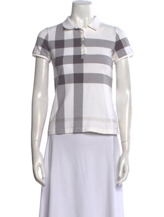 Burberry Plaid Print Short Sleeve Polo