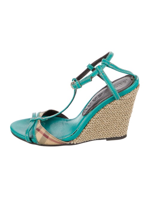 Burberry Exploded Check Pattern Leather T-Strap Sandals