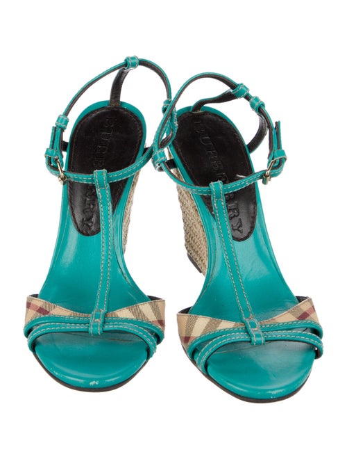 Burberry Exploded Check Pattern Leather T-Strap Sandals