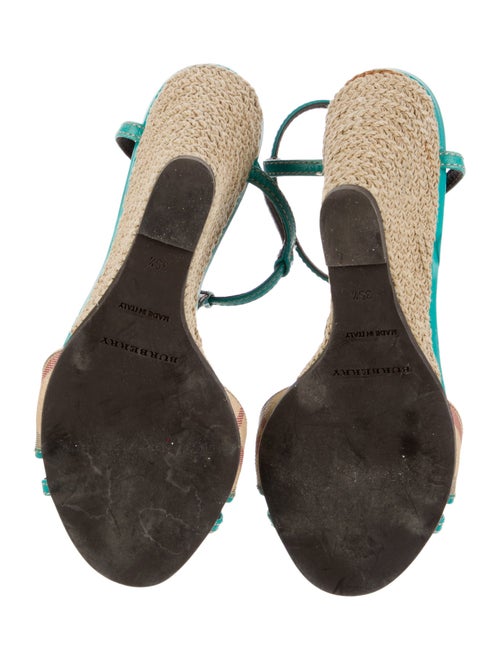 Burberry Exploded Check Pattern Leather T-Strap Sandals
