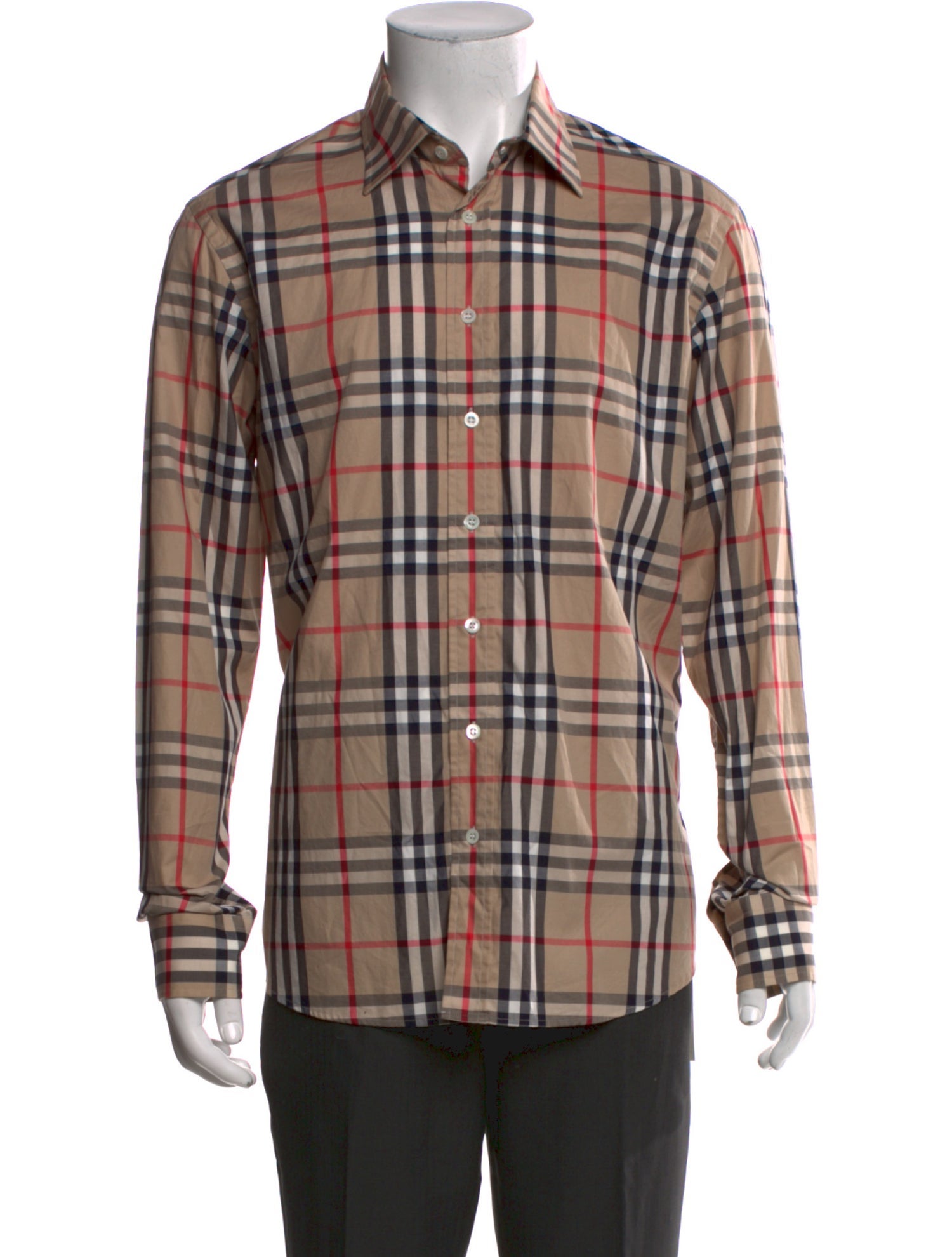 Burberry London Plaid Print Long Sleeve Dress Shirt