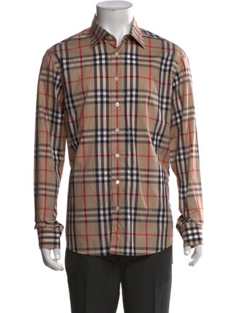 Burberry London Plaid Print Long Sleeve Dress Shirt