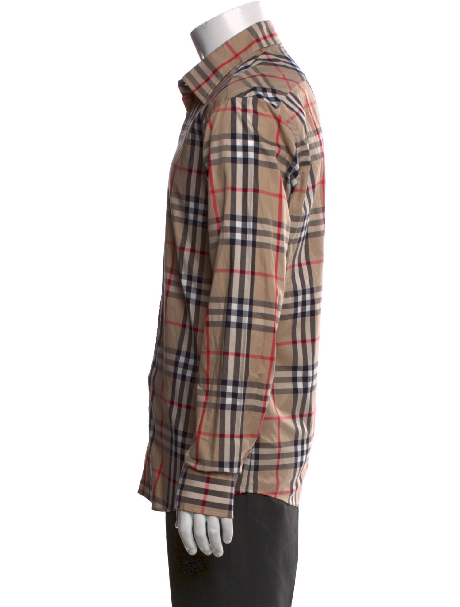 Burberry London Plaid Print Long Sleeve Dress Shirt