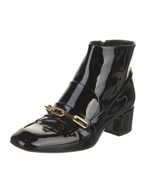 Burberry Chain-Link Accent Patent Leather Boots