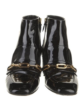 Burberry Chain-Link Accent Patent Leather Boots