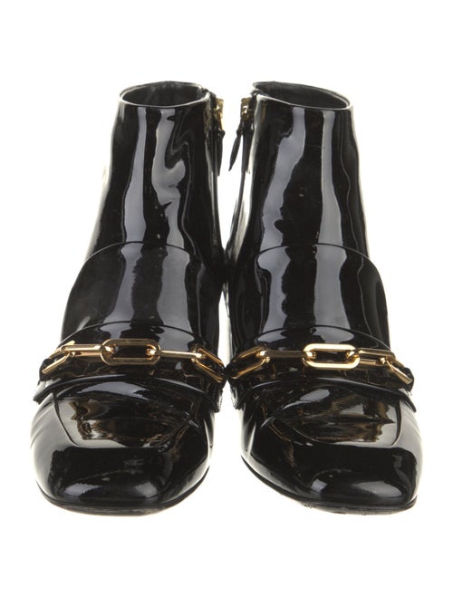 Burberry Chain-Link Accent Patent Leather Boots