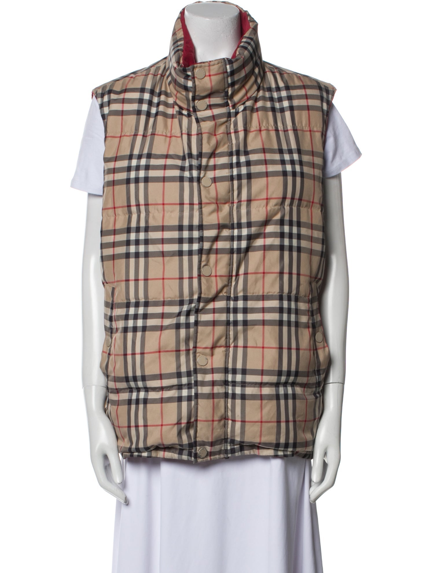 Burberry Plaid Print Down Jacket