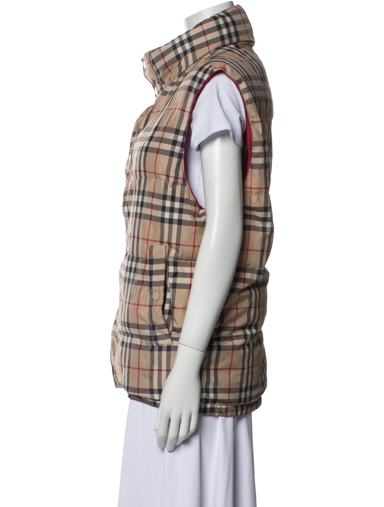 Burberry Plaid Print Down Jacket