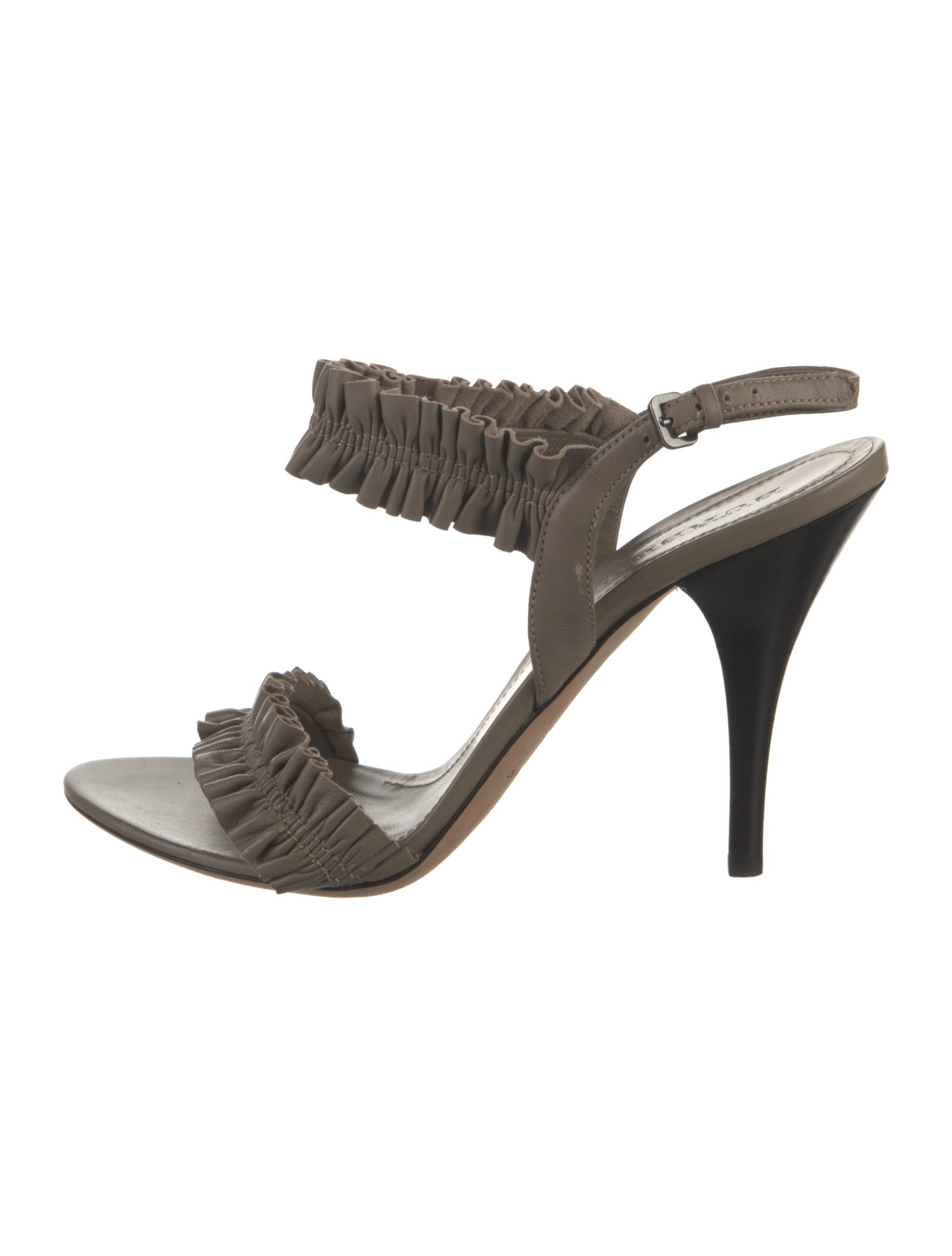 Burberry Leather Ruffle Embellishment Slingback Sandals