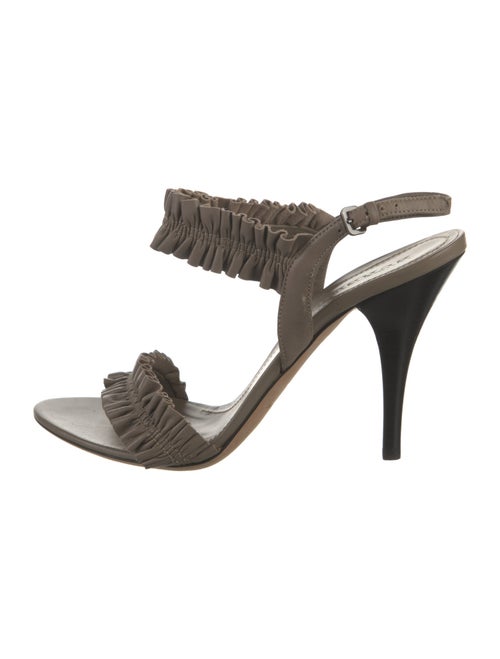 Burberry Leather Ruffle Embellishment Slingback Sandals